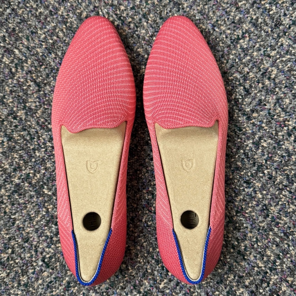 Rothys Almond Loafers Ruby Grapefruit Twill 8.5